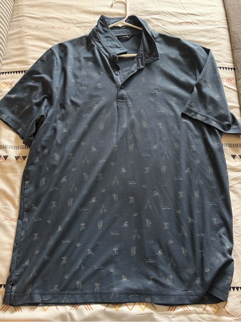 Travis Mathew Slate Blue Short-Sleeve Polo with